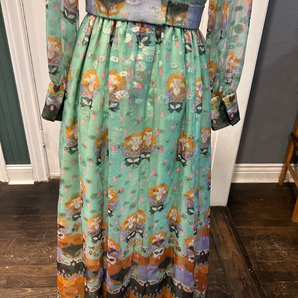 Vintage Clifton Wilhite Floral Green Maxi Dress - Picture 5 of 11